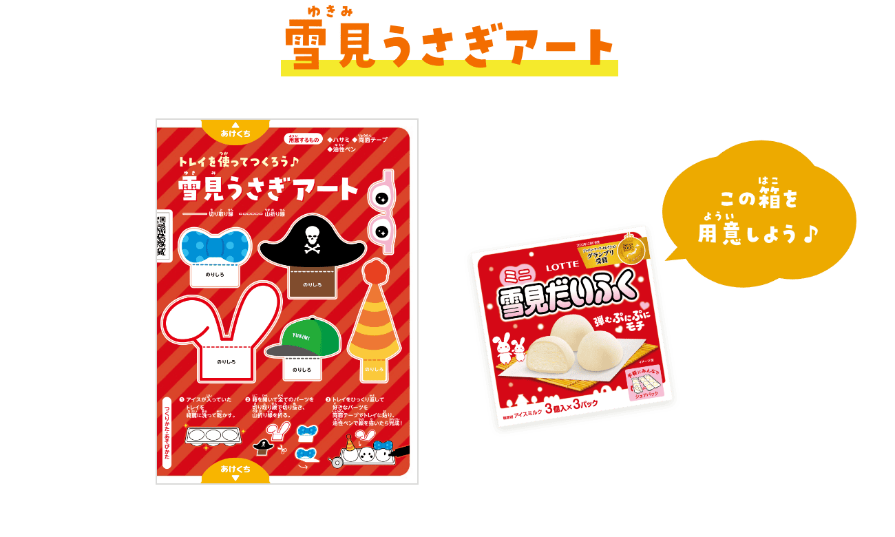 雪見うさぎアート　ミニ雪見だいふくの箱を用意しよう♪