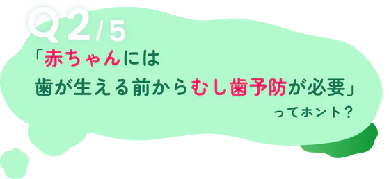 Q2/5「赤ちゃんには歯が生える前からむし歯予防が必要」ってホント？
