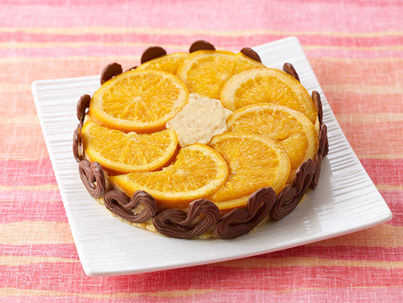 オレンジとカスタードケーキの焼かずに簡単アップサイドダウンケーキ