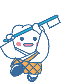 歯ブラシを振り上げるよ坊さんのイラスト