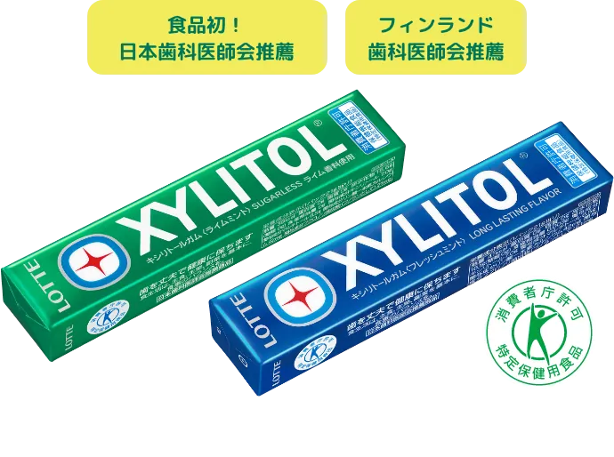 食品初！日本歯科医師会推薦 フィンランド歯科医師会推薦 歯と歯ぐきの健康は歯磨きを基本に、定期的に歯医者さんへ行きましょう。
