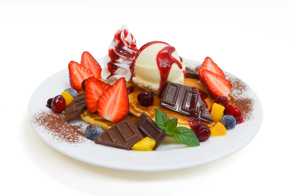 バニラアイスのパンケーキプレート