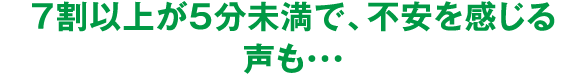 ７割以上が5分未満で、不安を感じる声も・・・